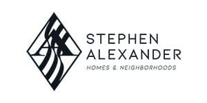 A black and white logo of stephen alexander homes.