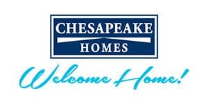 Chesapeake homes logo with welcome home written in blue.