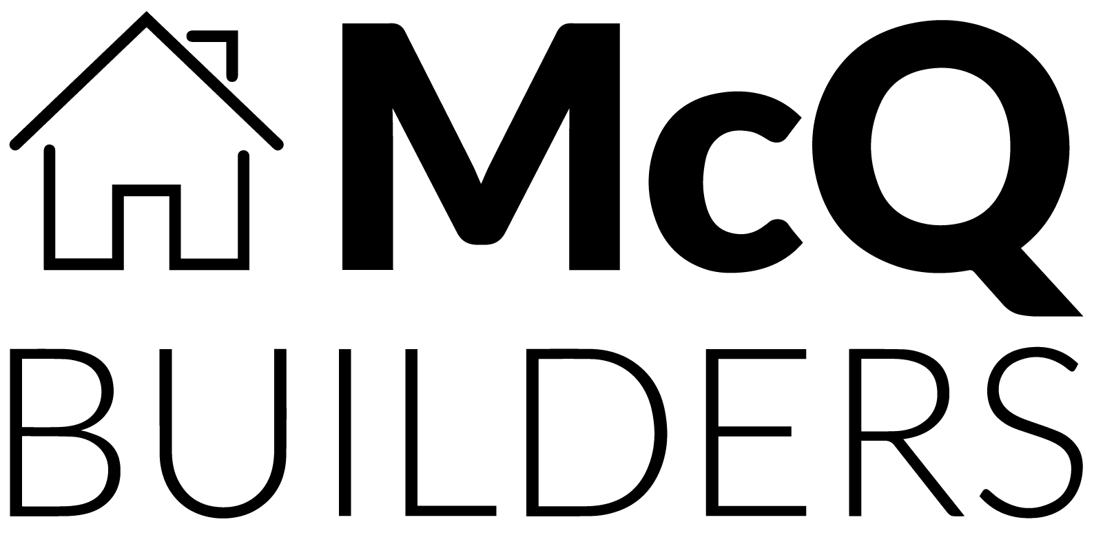 A green background with the words mccaw builders written in black.